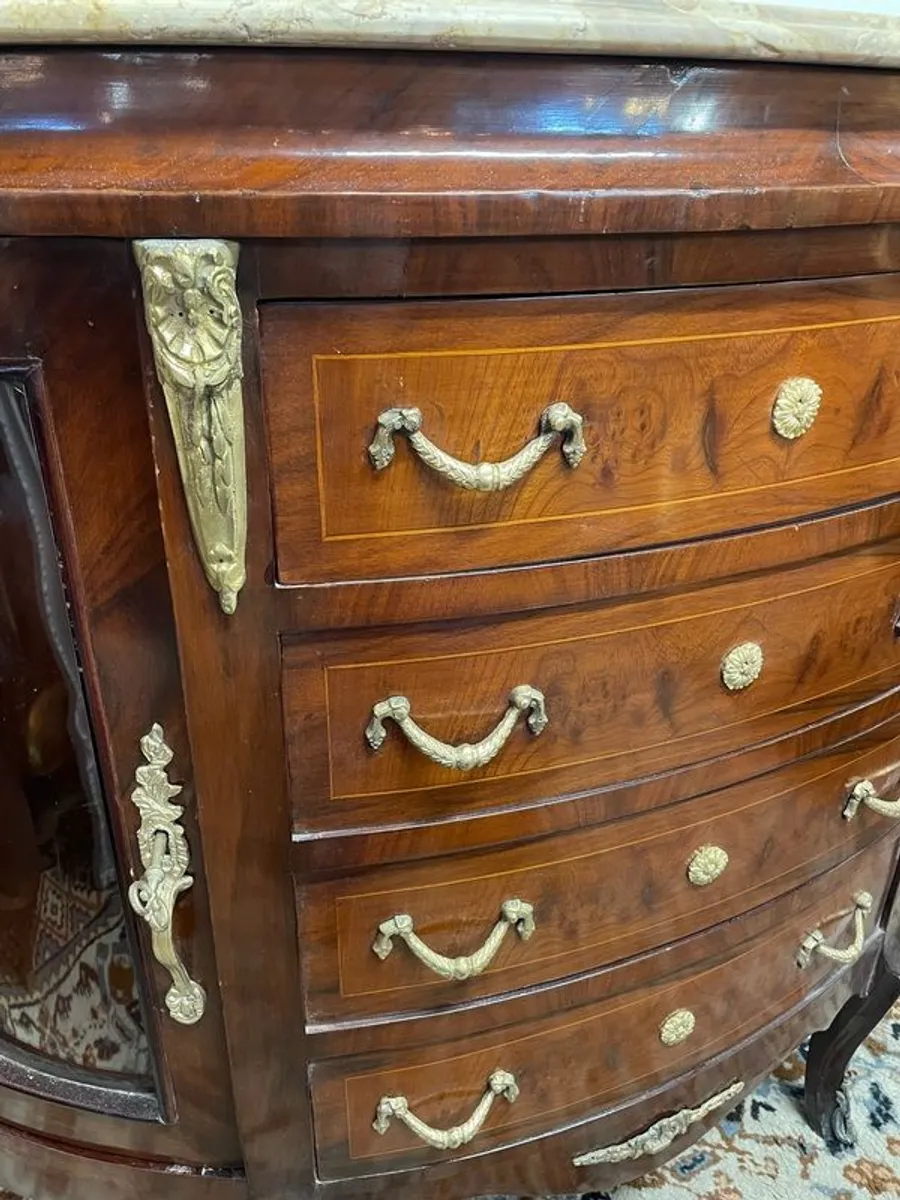 Demilune Marble Top Mahogany Commode - Image 4