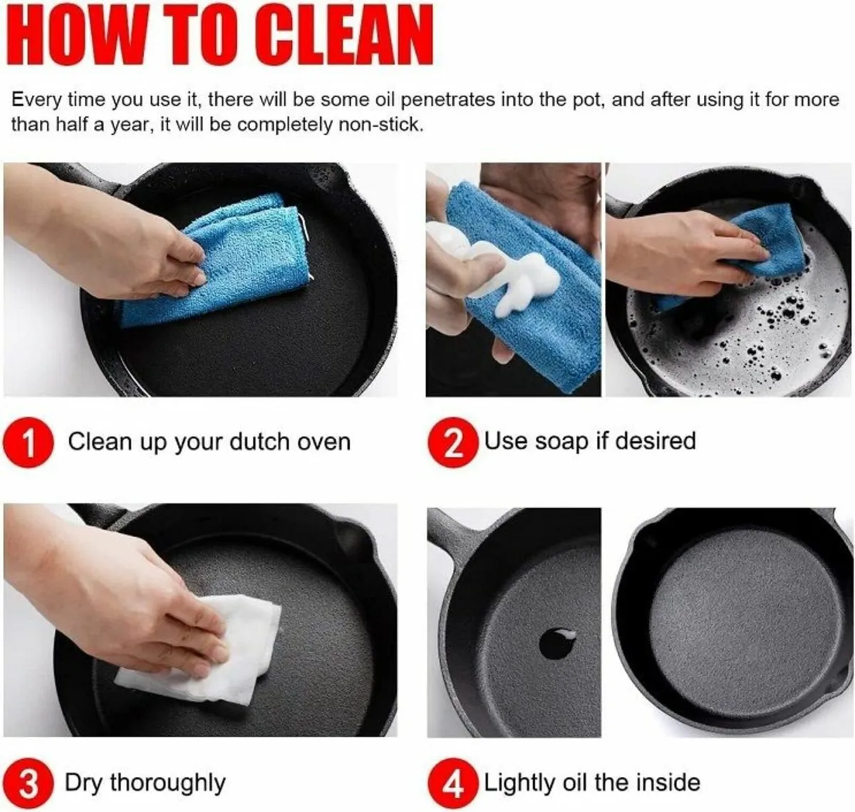 Pre-Seasoned Cast Iron Skillets (set of 3) - Image 4