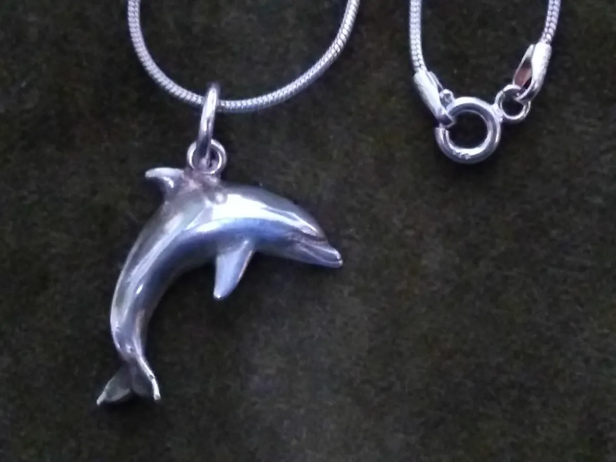 Antique Sterling Silver Dolphin Necklace - Image 3