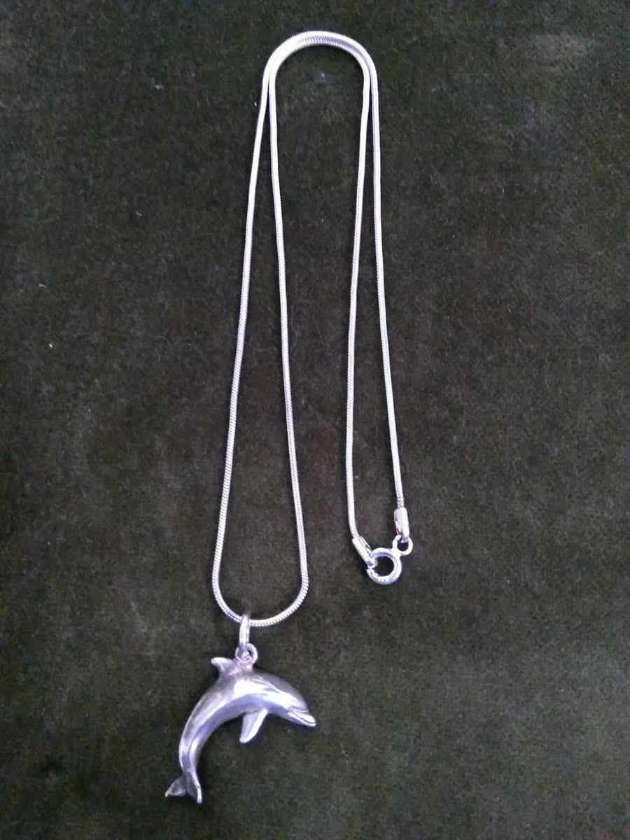 Antique Sterling Silver Dolphin Necklace - Image 4