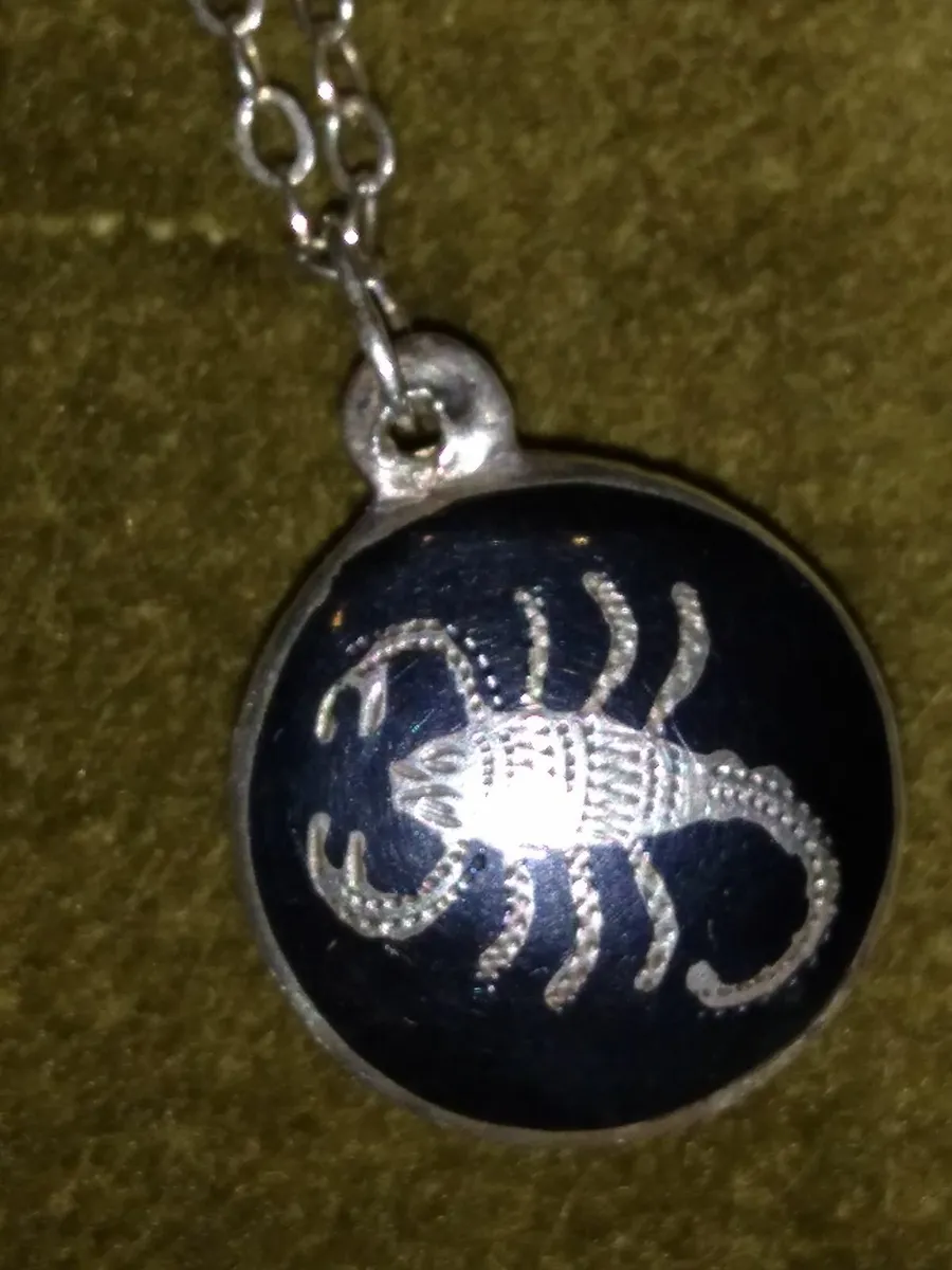 Vintage 925 Silver & Enamel Scorpion Necklace - Image 4