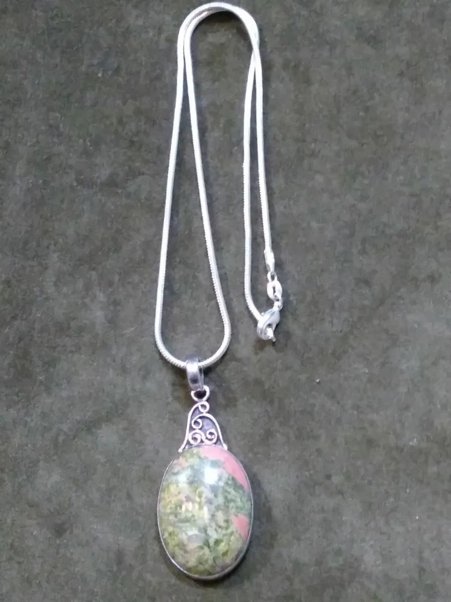 Vintage 925 Silver Unikite Necklace - Image 2