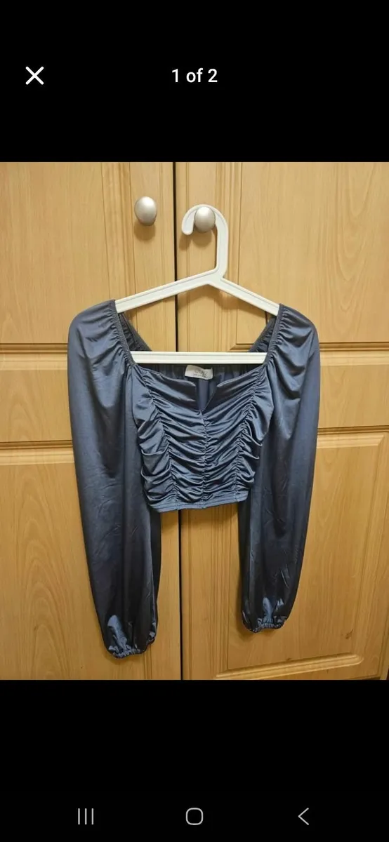 Quiz Satin Ruched Crop Top - Size 8 - Image 1