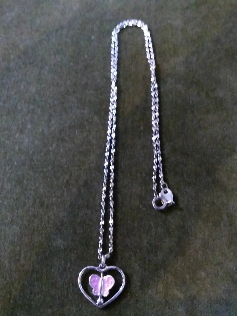 Vintage 925 Silver Butterfly Fob Necklace - Image 3