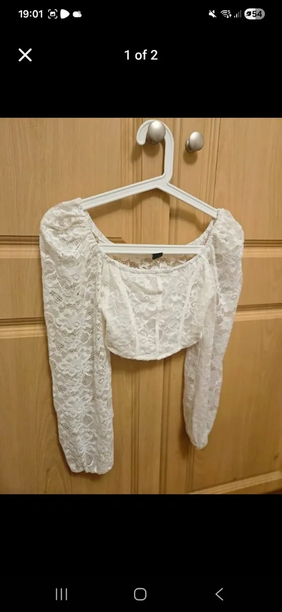 Shein White Lace Crop Top - Size 8 - Image 1