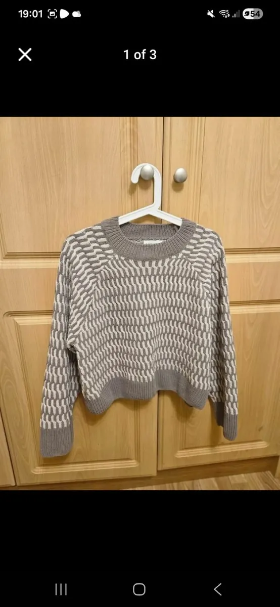 Apricot Grey Knit Jumper - Size 12 - Image 1