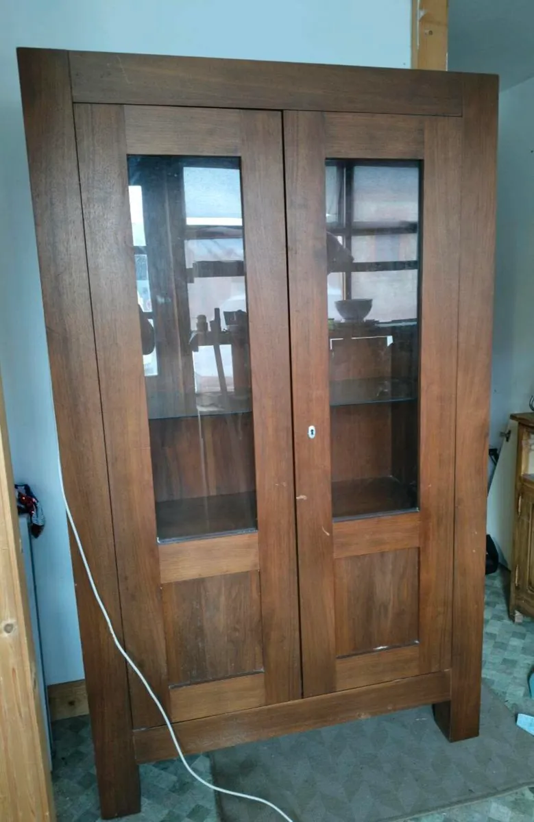 Teak solid timber cabinet.  With 1 glass shelf
and - Image 1