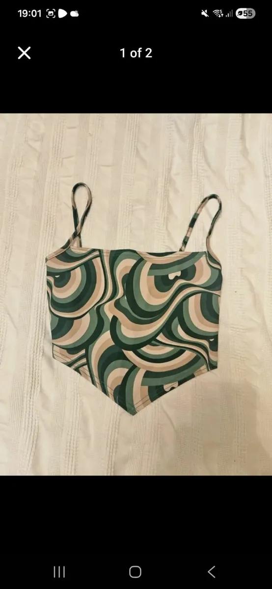 Pink Vanilla Green Swirl Print Cami Top - Size 8 - Image 1