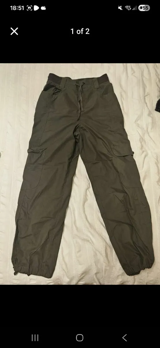 Khaki Green Cargo Pants - Size S - Image 1