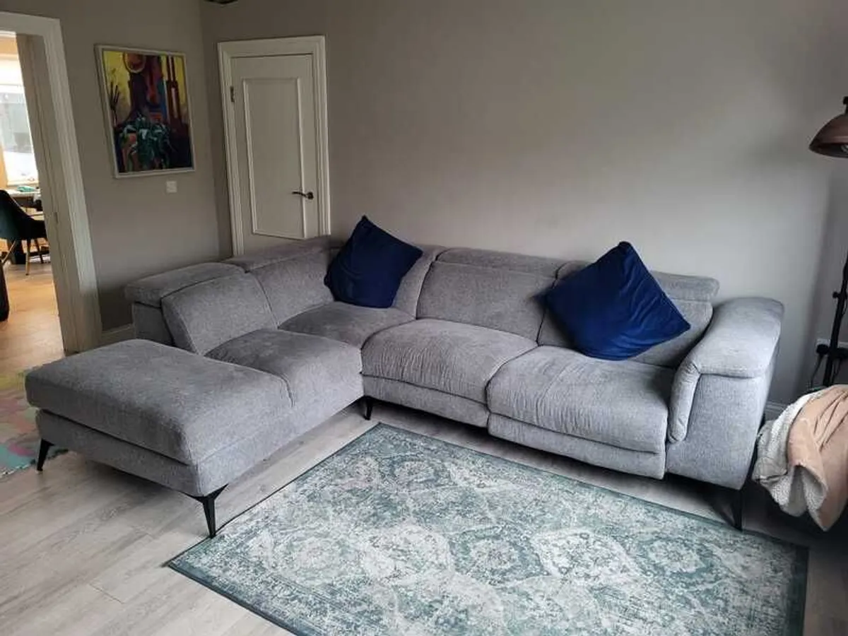 Grey Corner Sofa Power Recliner + USB Great Condition - Image 2