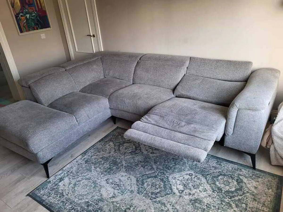 Grey Corner Sofa Power Recliner + USB Great Condition - Image 3