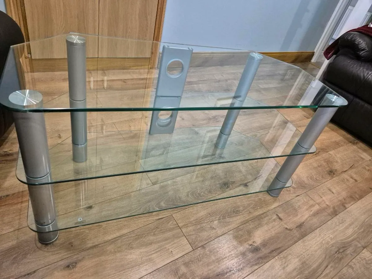 FREE!  Glass tv table   41inches Wide x 18 depth - Image 1