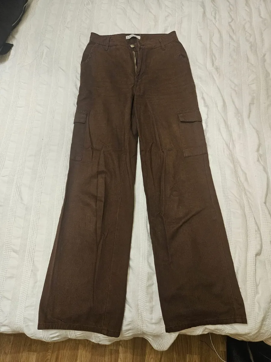 Denim Co Brown Cargo Trousers - Size 8 - Image 1