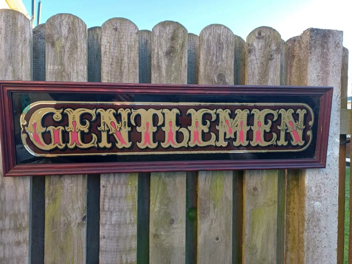 3 1970s Handpainted Mirrored Pub Signs - Image 1