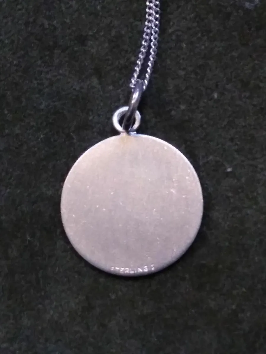 Antique Sterling Silver Confirmation Medal Neclace - Image 2