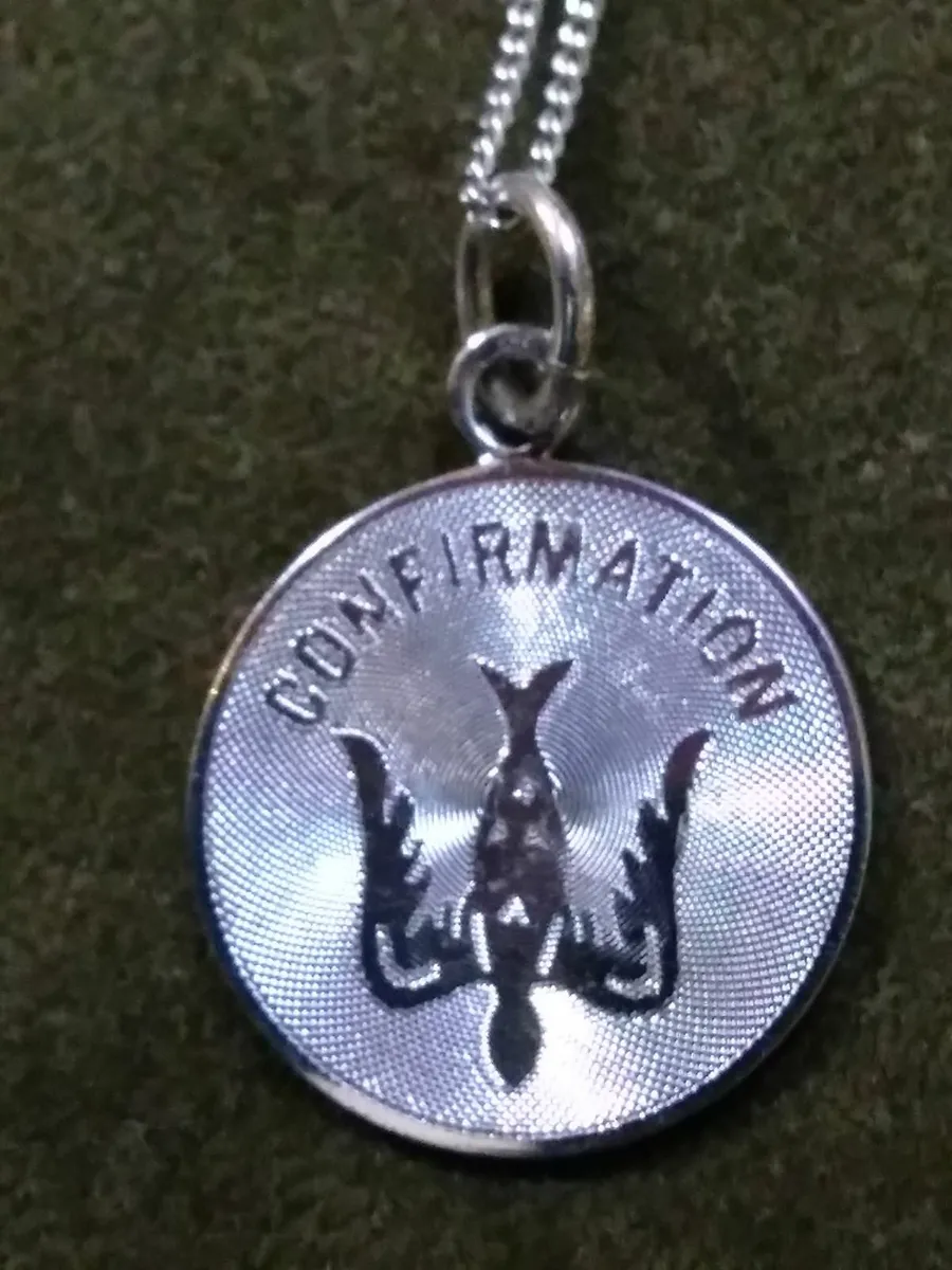 Antique Sterling Silver Confirmation Medal Neclace - Image 3