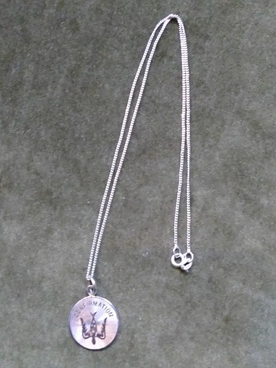Antique Sterling Silver Confirmation Medal Neclace - Image 4