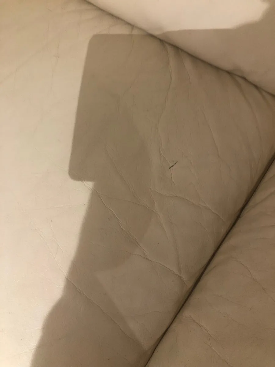 Cream Leather Sofa - Image 4