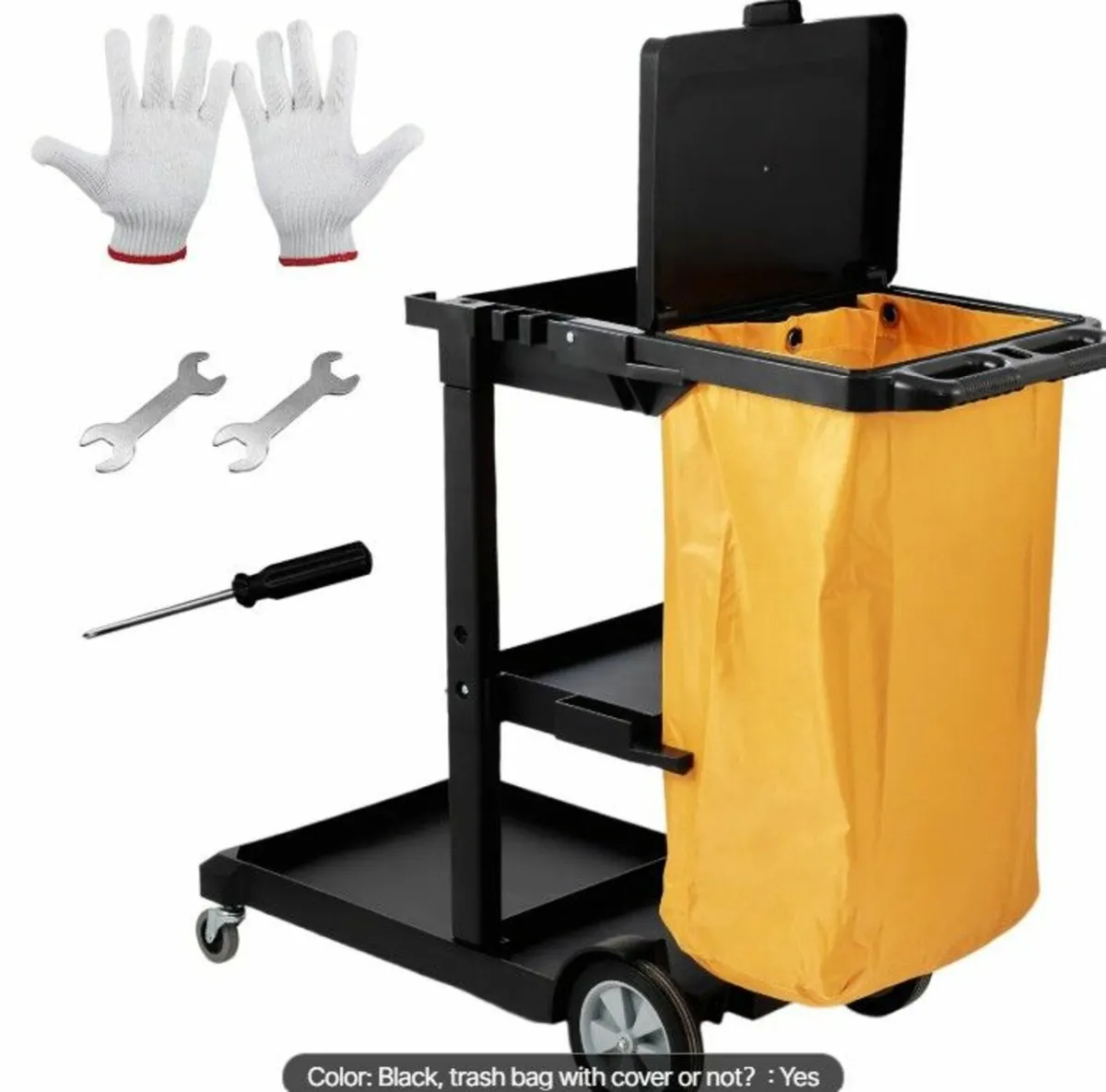 Cleaning Cart, 3-Shelf Commercial Janitorial Cart - Image 1