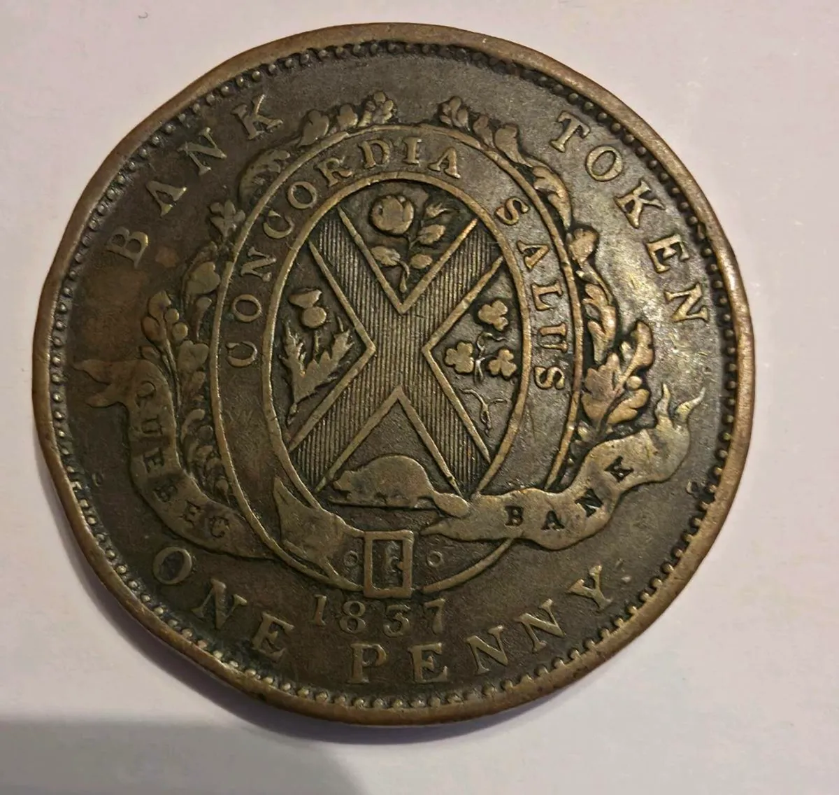 1837 one penny bank token - Image 2