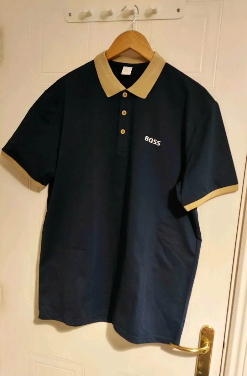 👕 Navy & Beige Polo Shirt - Image 1