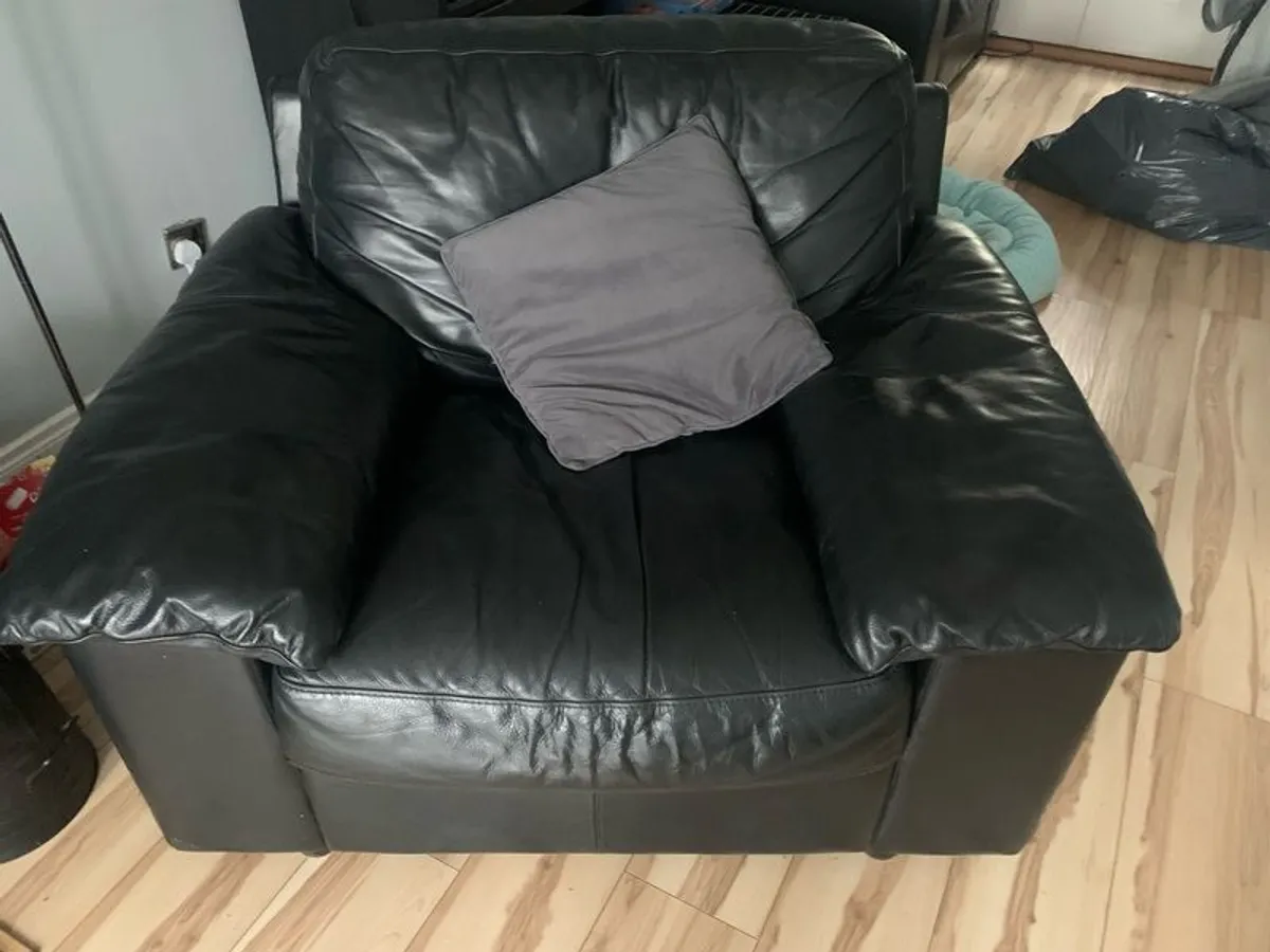 Leather Sofa and Two Armchairs - Image 2