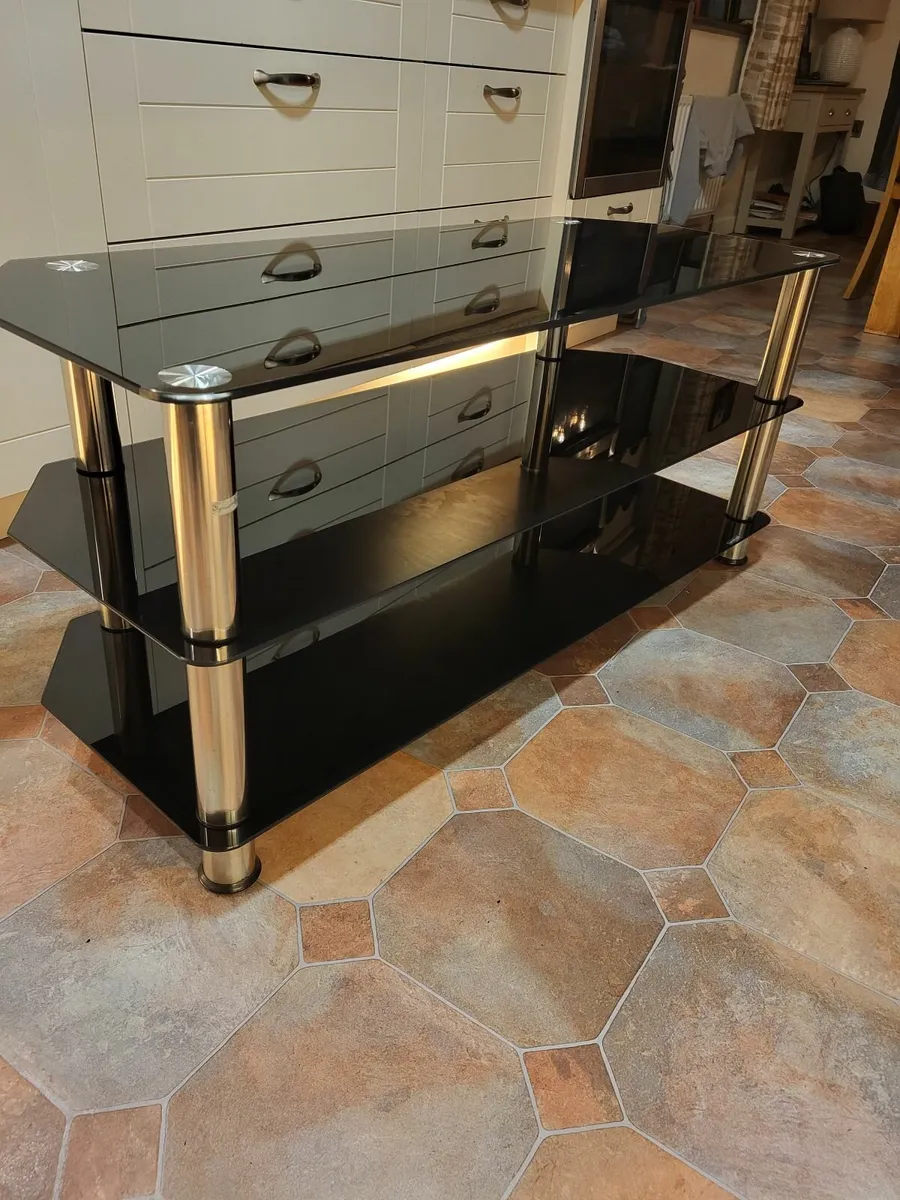 Black Tempered Glass TV Stand - Image 2