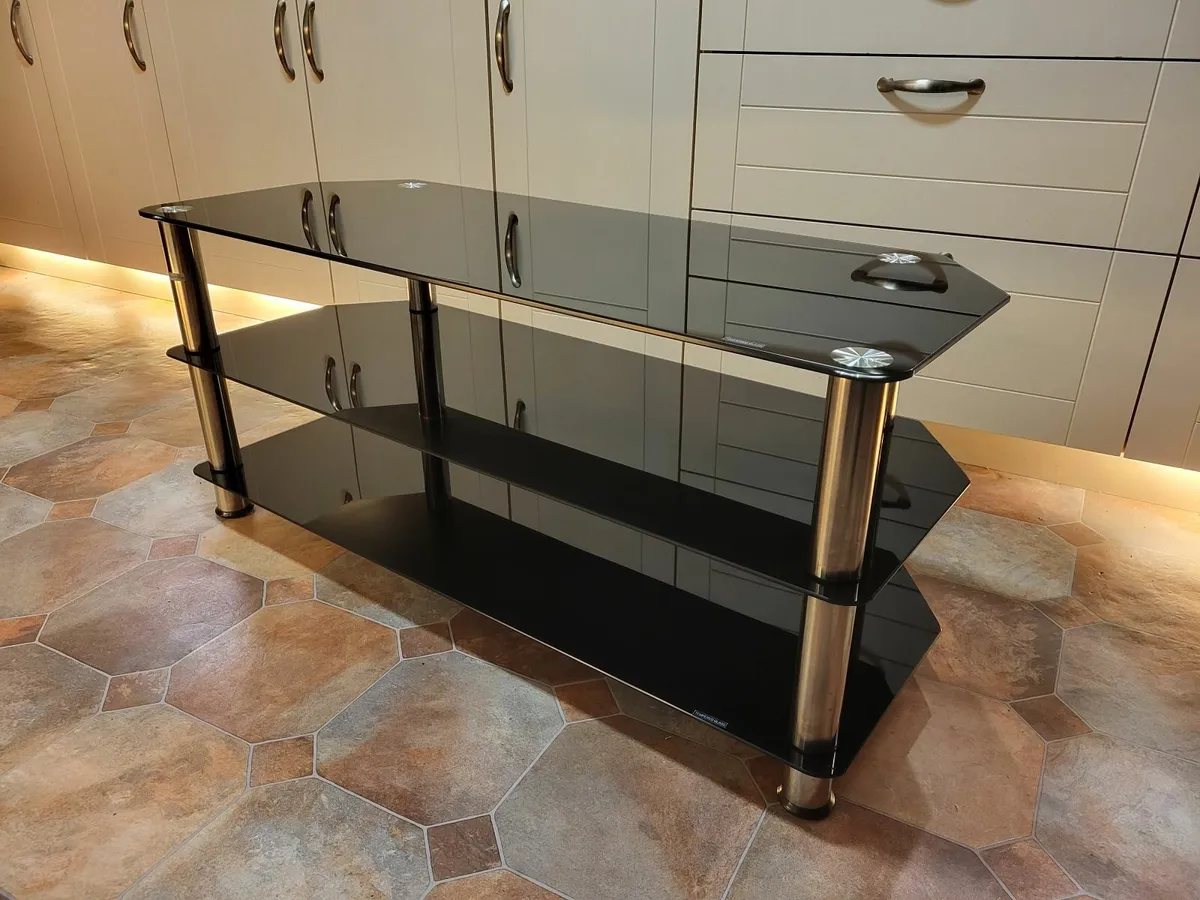 Black Tempered Glass TV Stand - Image 3