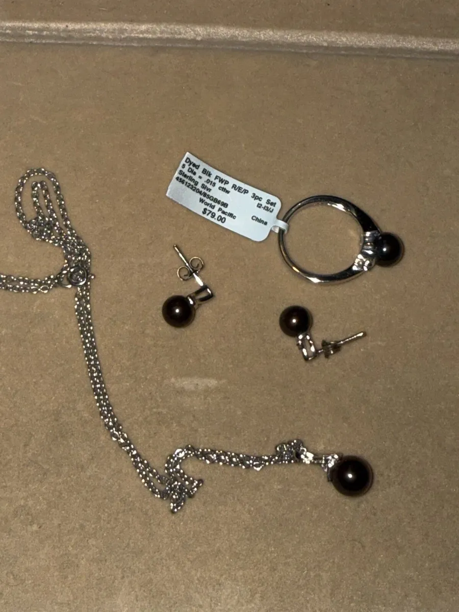 Silver set with diamonds 925 - Image 1