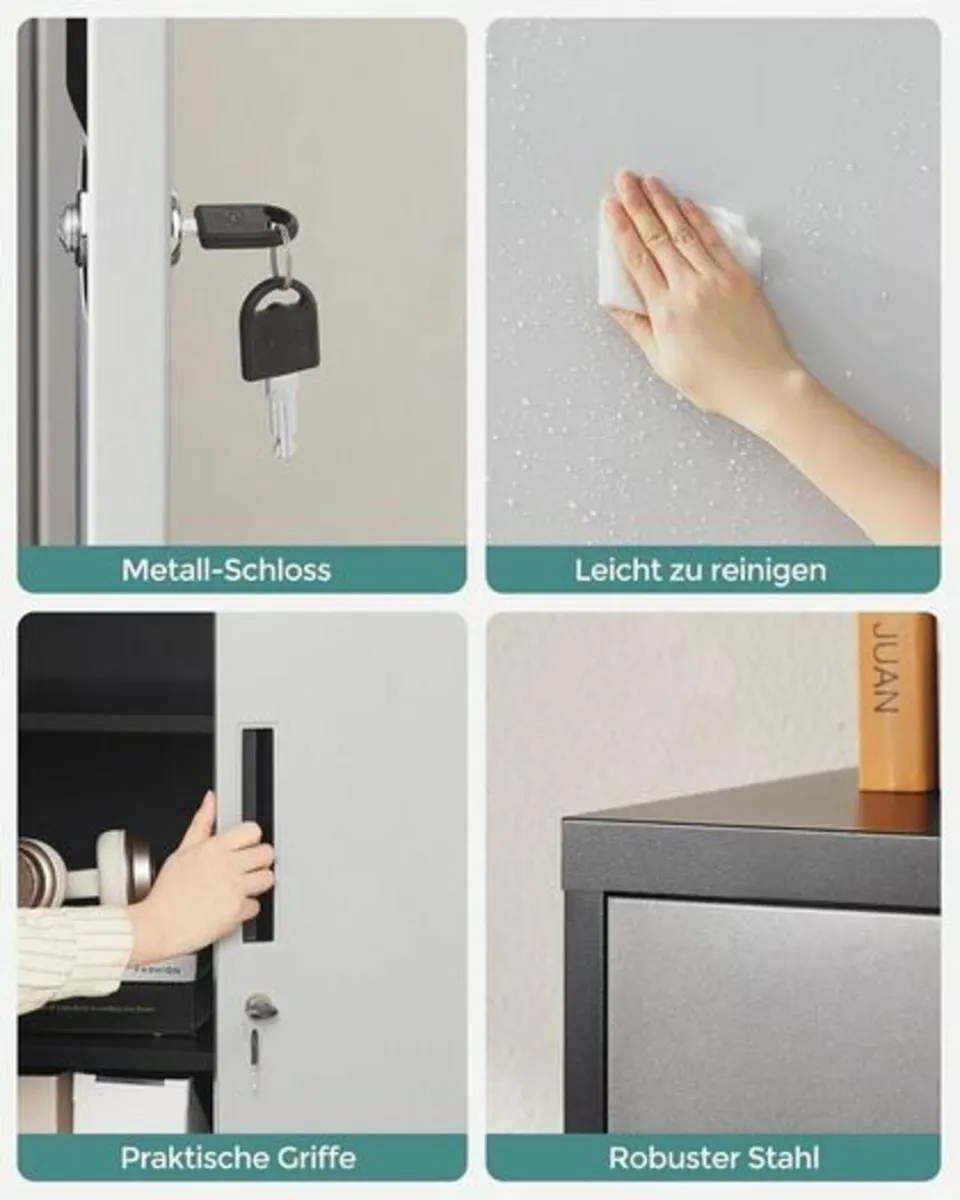 Heavy-Duty Metal Storage Cabinet Silver & Black XL - Image 4