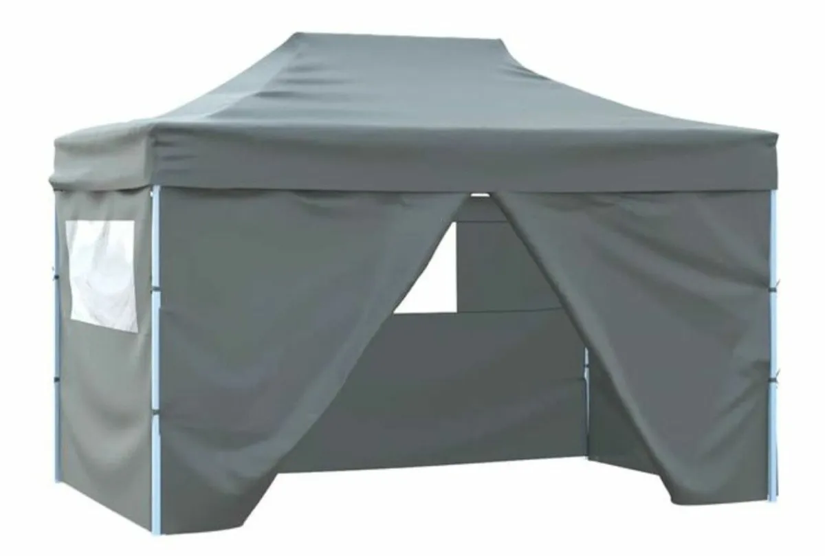Foldable Tent Pop-Up with 4 Side Walls 3x4.5 + Mat - Image 1