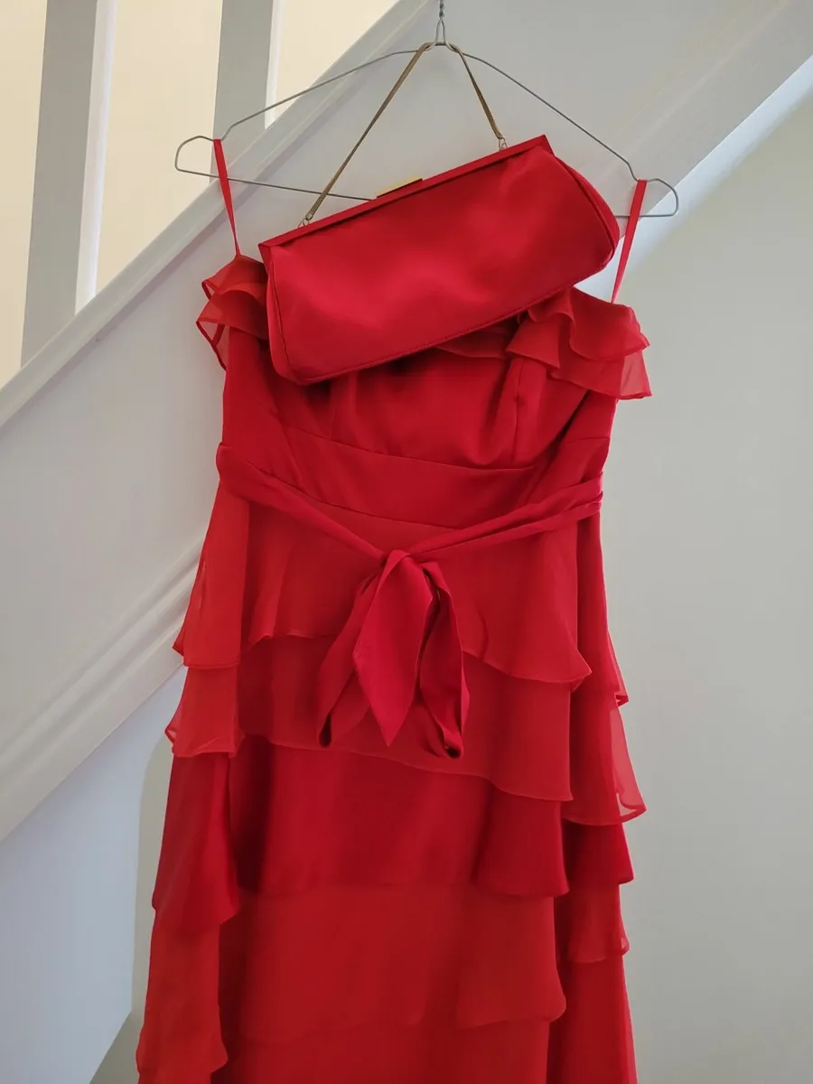 Monsoon Red Dress (8) & Bag - Image 1