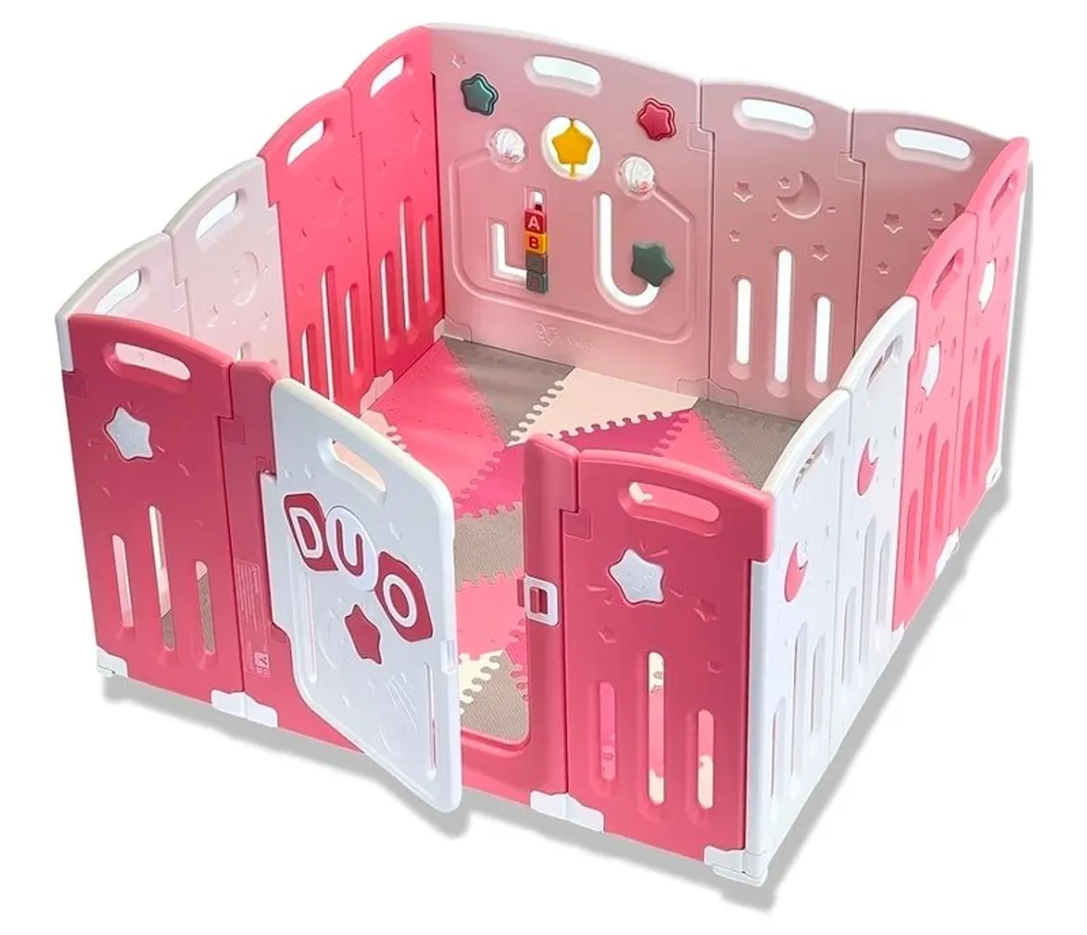 The Venture All Stars Baby Playpen in pink. - Image 1