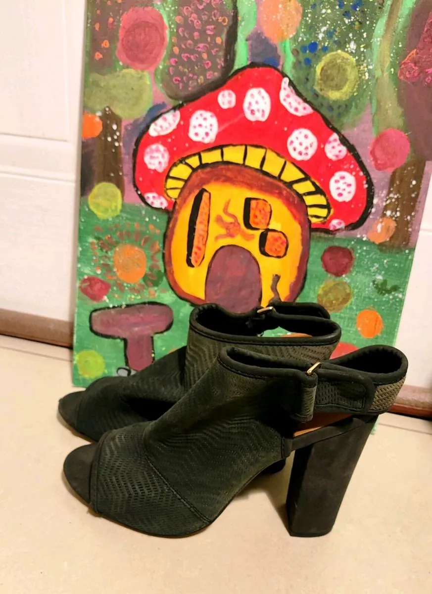 👠 ALDO Black Mesh Open-Toe Heels – Size US 9 / EU - Image 1