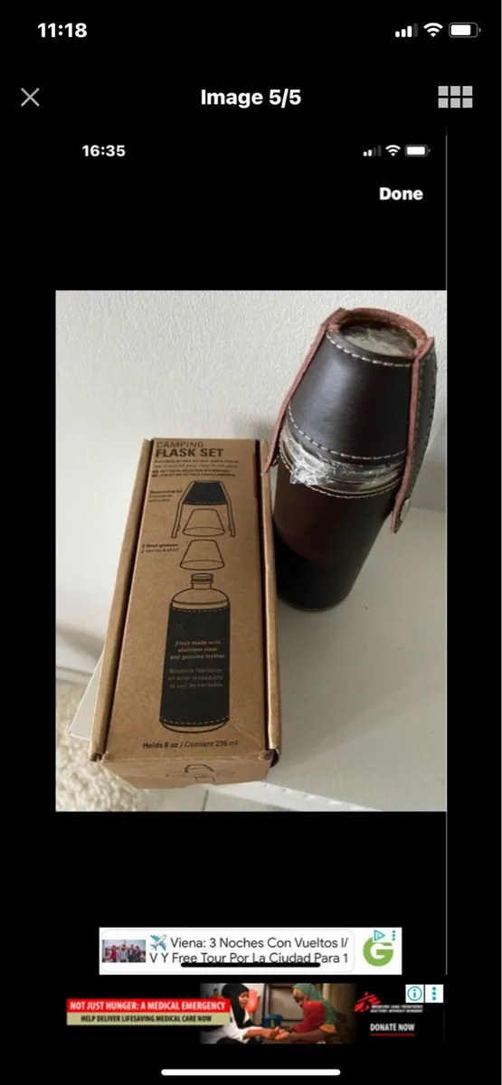 Stainless Steel & Leather Flask Set - Image 3