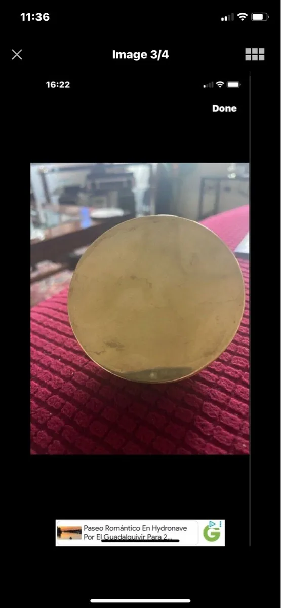 Vintage Brass/ Copper/ Mother of Pearl Ring Box - Image 3