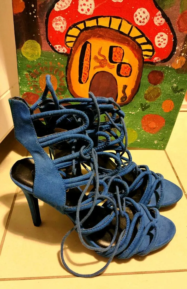 💙 MISO Blue Rope-Lace Heeled Sandals – Size UK 7 - Image 1