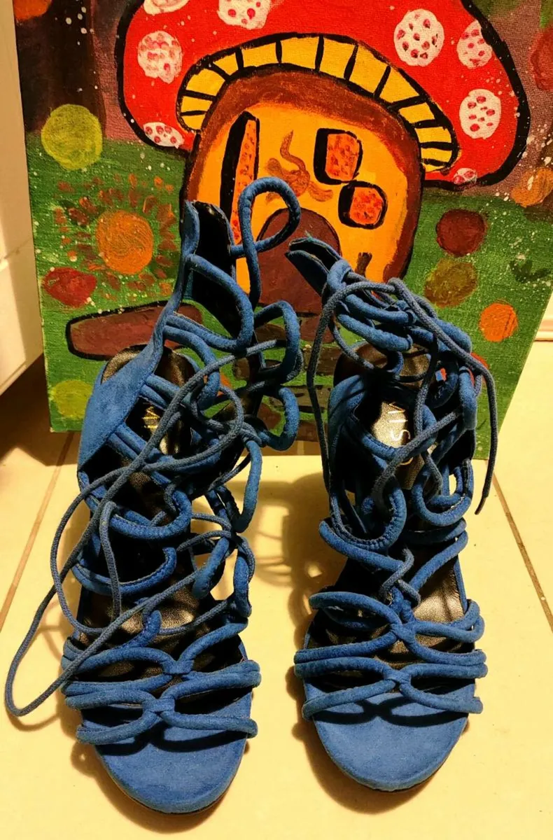 💙 MISO Blue Rope-Lace Heeled Sandals – Size UK 7 - Image 2