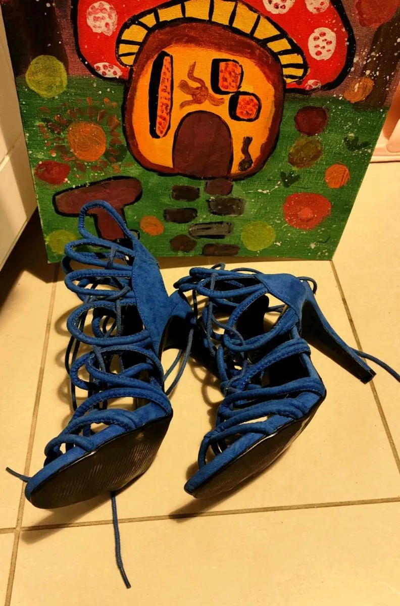 💙 MISO Blue Rope-Lace Heeled Sandals – Size UK 7 - Image 3