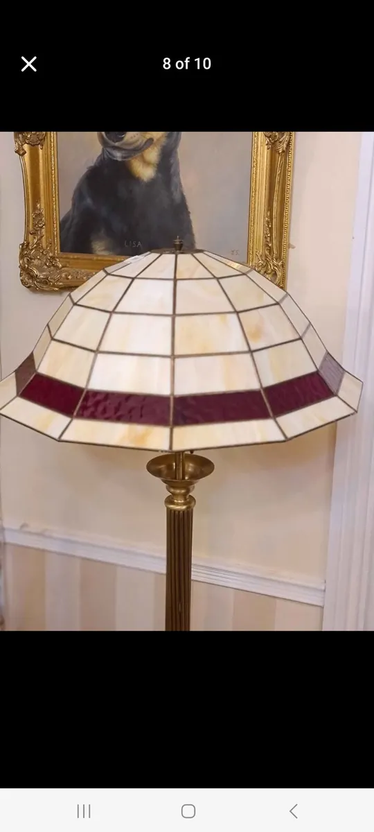 Vintage brass and tiffany lamp - Image 4
