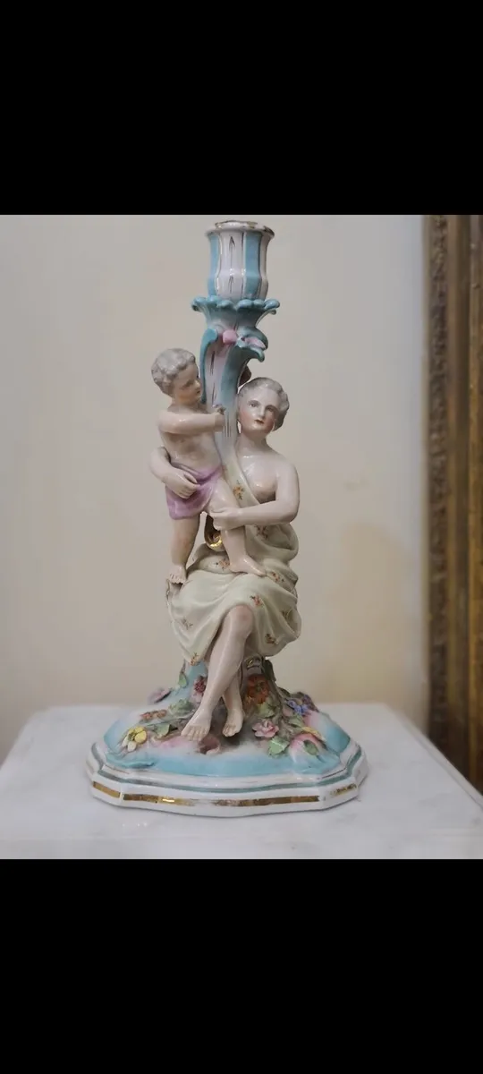 Tall antique porcelain candle stick - Image 2