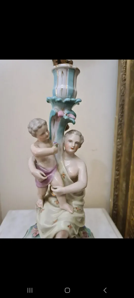 Tall antique porcelain candle stick - Image 3