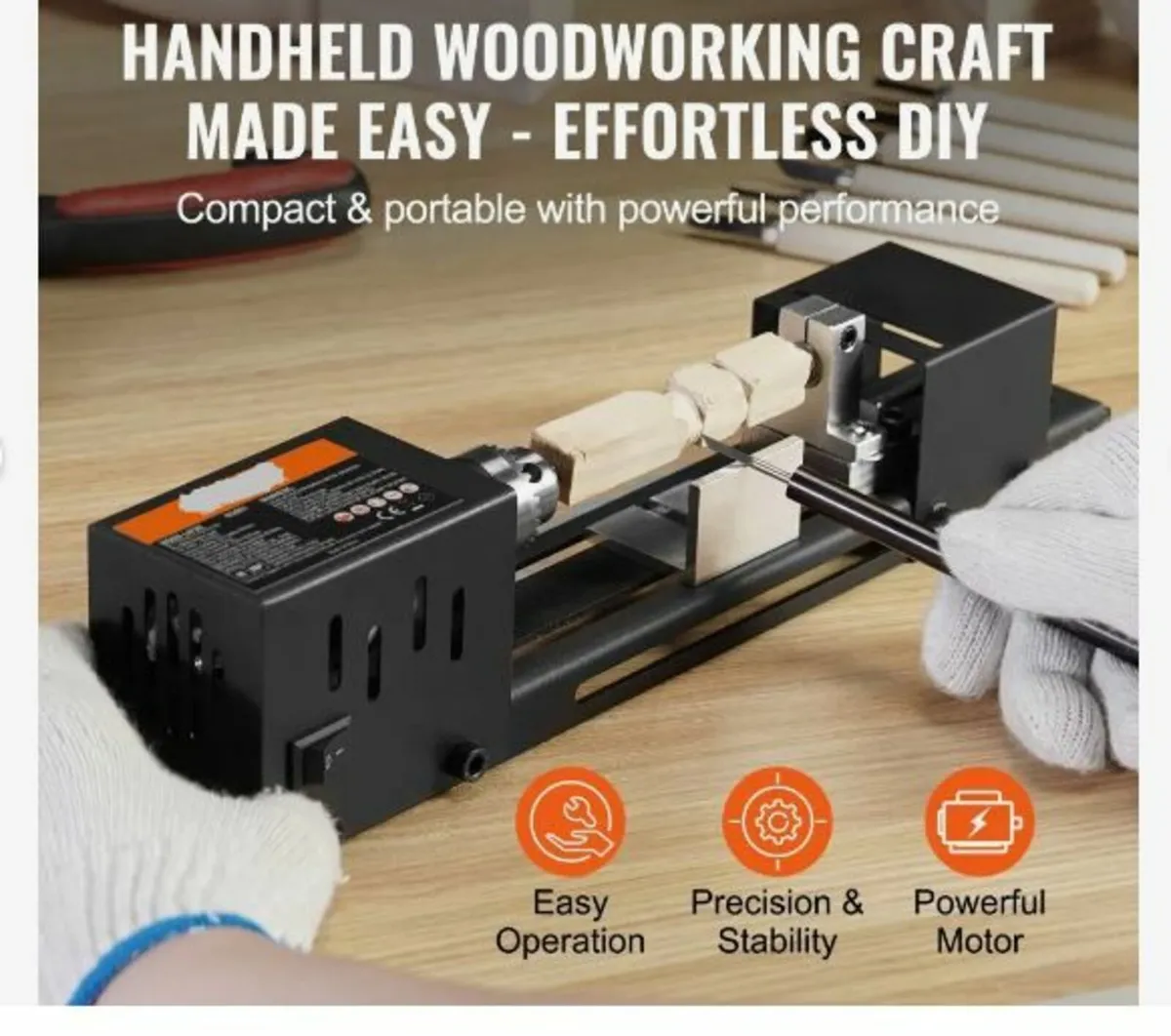 Mini Lathe Machine, 7 cm x 16 cm, 24VDC 96W - Image 2