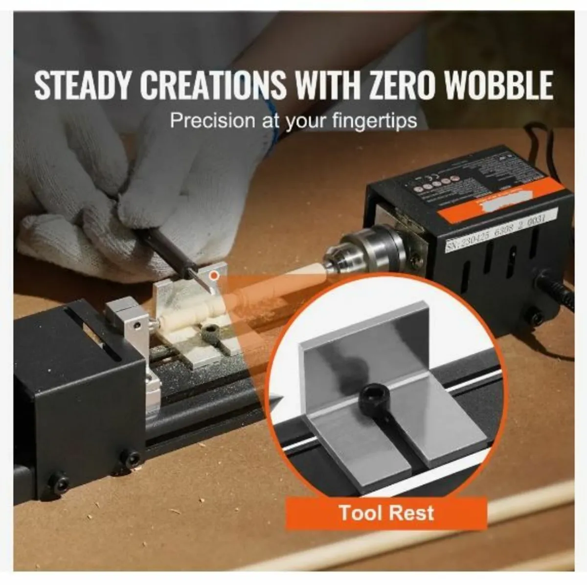 Mini Lathe Machine, 7 cm x 16 cm, 24VDC 96W - Image 3