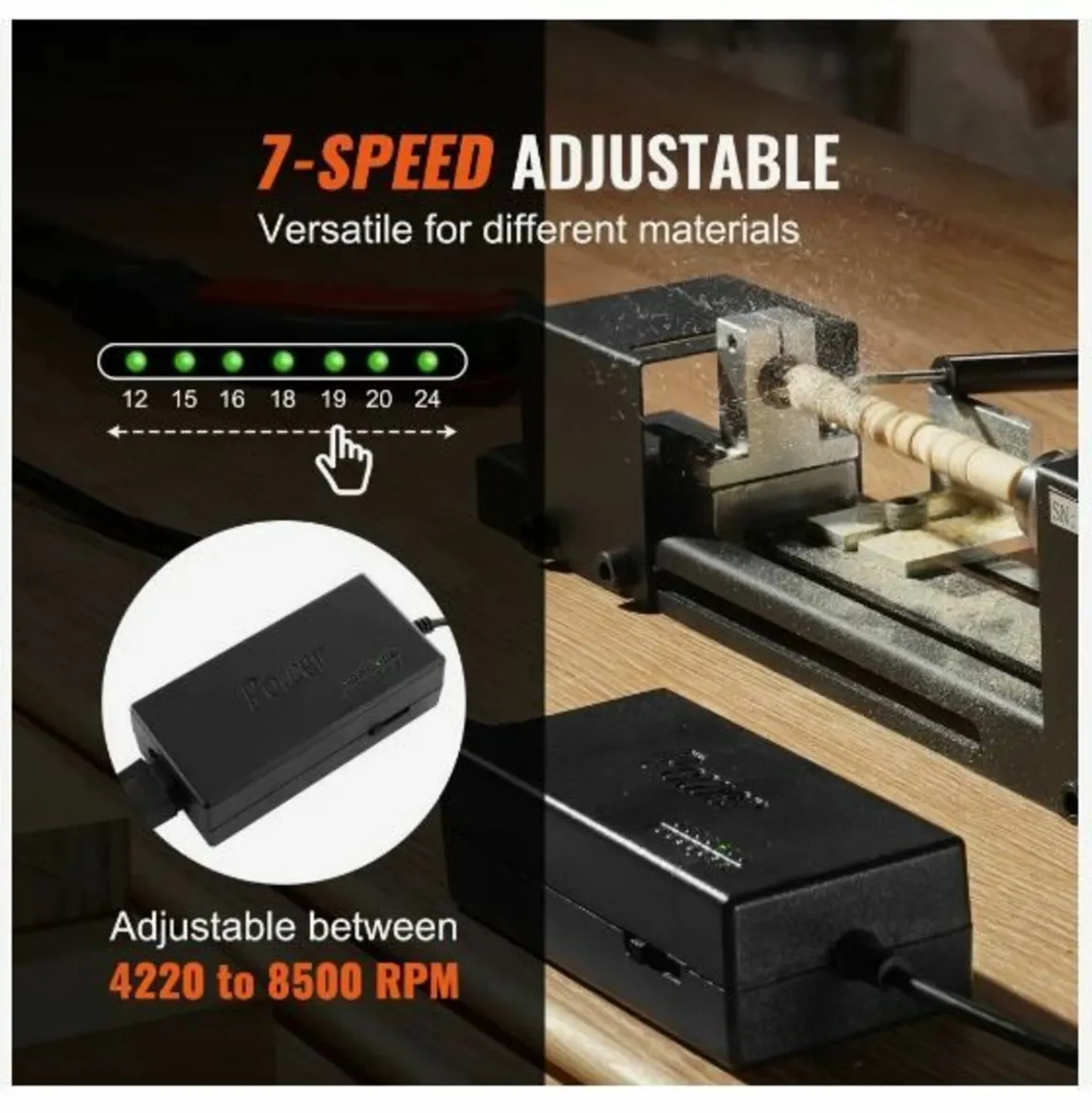 Mini Lathe Machine, 7 cm x 16 cm, 24VDC 96W - Image 4