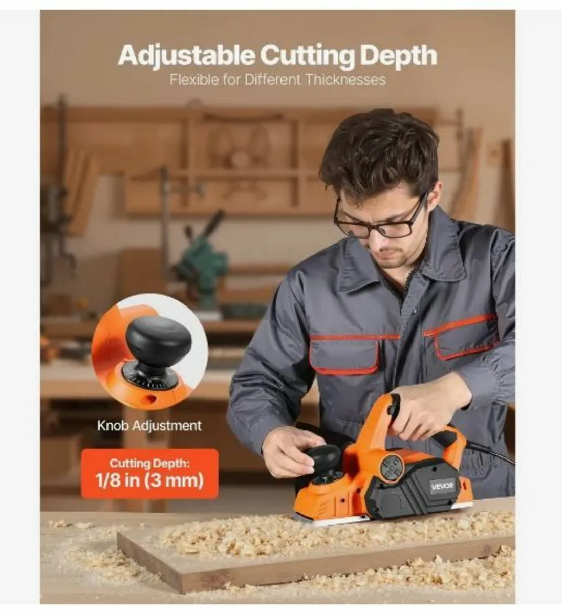 Electric Hand Planer, 82 mm Cut - Image 3