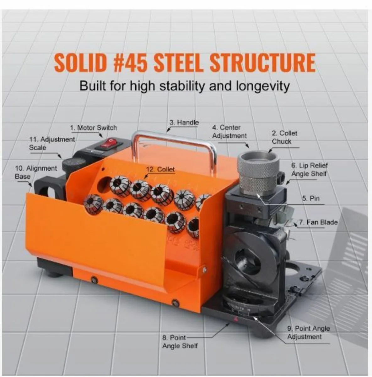 MR-13B Drill Bits Sharpener 3-13mm Bits Grinder - Image 4