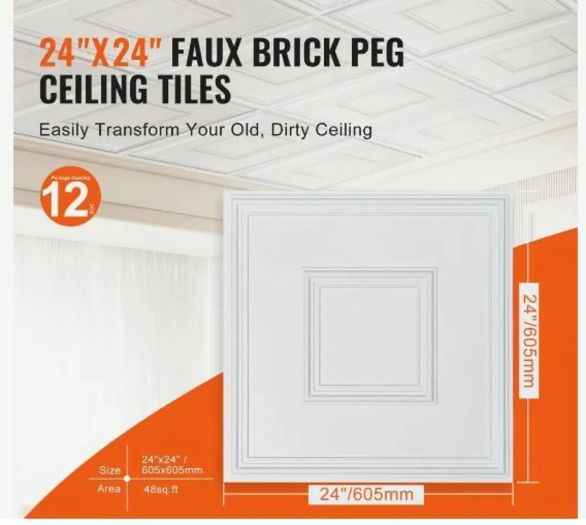 Ceiling Tiles, 12-Pack 24 x 24 in - Image 4
