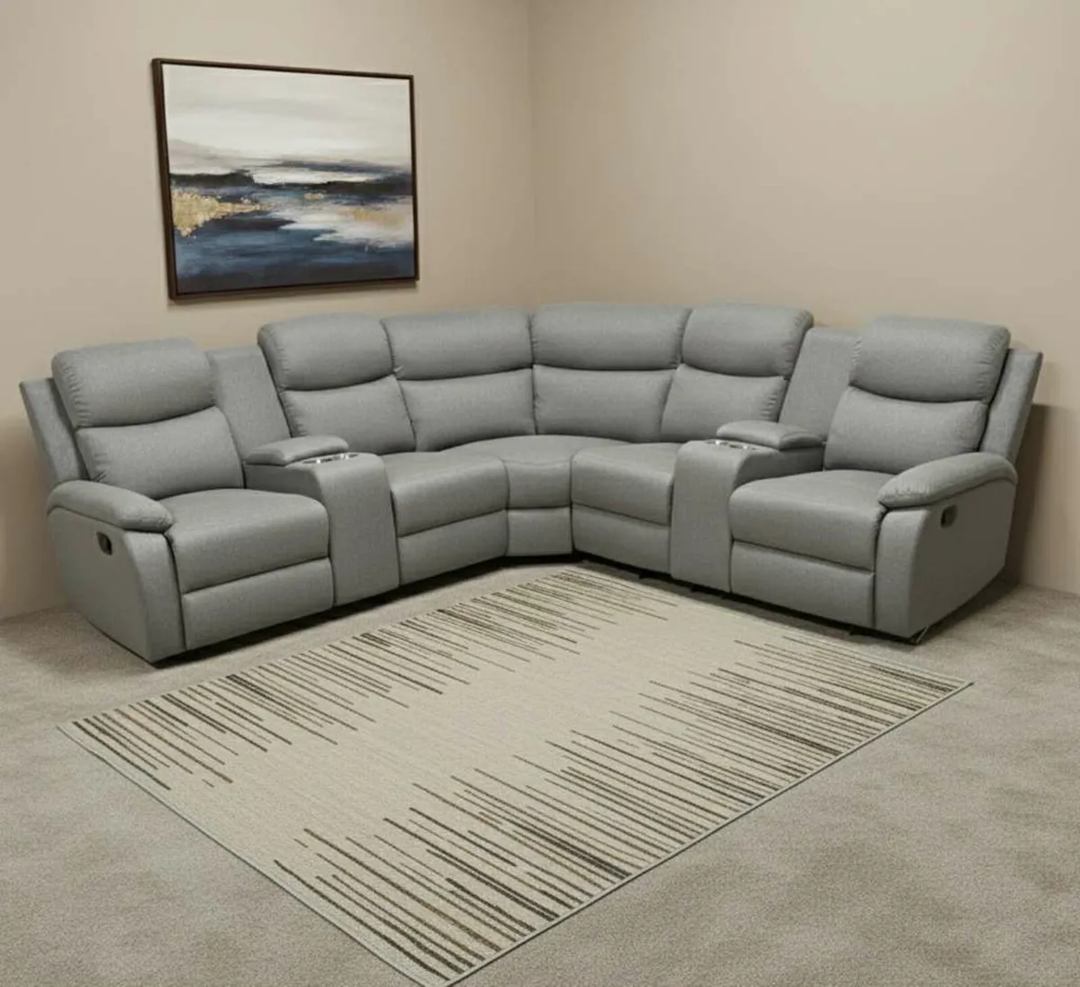 Stanley Grey Fabric Corner Recliner Sofa - Image 1
