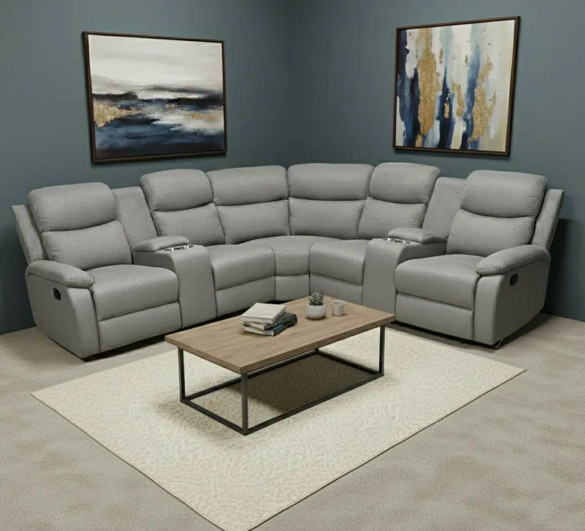 Stanley Grey Fabric Corner Recliner Sofa - Image 2
